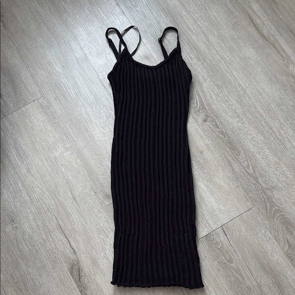 Mini Black Ribbed Dress